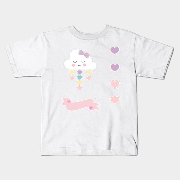 Cloud Candyfloss Sticker Pack Kids T-Shirt by Mysticalart